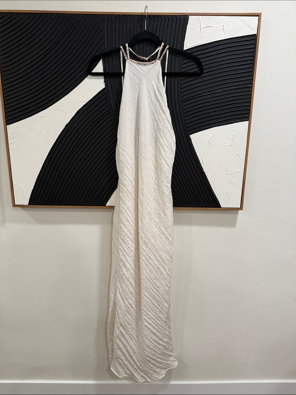 Zara Women's Cream Maxi Dress in satin (double lined)